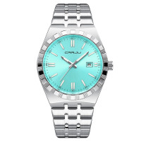 CRRJU Relojes para Hombre Relojes de Cuarzo de Acero Inoxidable con Trabajo Plateado