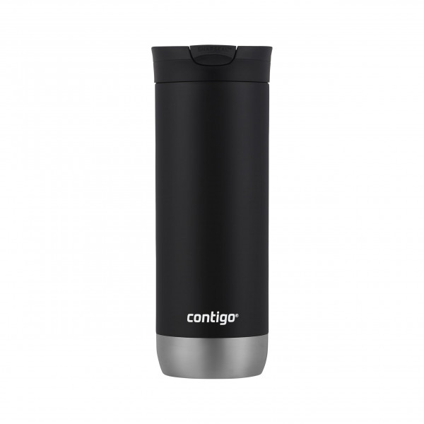 Huron Taza de viaje de acero inoxidable con aislamiento al vacío, regaliz de 16 oz, tapa a prueba de fugas para bebidas frías y calientes, se adapta a la mayoría de portavasos y cerveceros