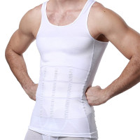 GKVK Camisa adelgazante moldeadora de cuerpo para hombre Abs Abdomen Slim, Blanco, XL (tamaño del pecho 106 cm-110 cm/42 pulgadas-44 pulgadas)
