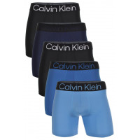 Calvin Klein Paquete de 5 calzoncillos tipo bóxer de microfibra (negro/plateado, mediano)