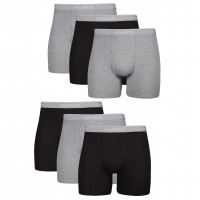 Hanes Calzoncillos tipo bóxer Hanes para hombre, ropa interior Cool Dri que absorbe la humedad, algodón sin montar para hombres, paquete de 6, negro/gris, mediano