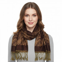 Peach Couture Pashmina envolvente de chal de cachemira jacquard reversible deslumbrante para mujer (marrón)
