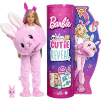 Muñeca Barbie Cutie Reveal con disfraz de conejito de peluche y 10 sorpresas, incluida una mini mascota y cambio de color