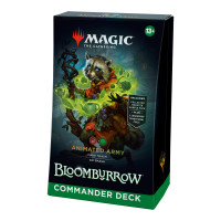 Magic: The Gathering Bloomburrow Commander Deck - Ejército animado (baraja de 100 cartas, paquete de muestra de refuerzo de coleccionista de 2 cartas + accesorios)