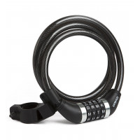 Candado de cable para bicicleta con combinación Wordlock: 4 diales, 5 pies, negro, 7,70 pulgadas. x 6,00 pulgadas. x 1,30 pulgadas.