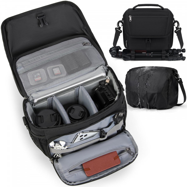 RAINSMORE Bolsa para cámara DSLR SLR sin espejo para fotógrafo