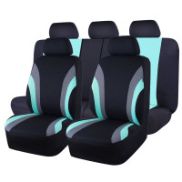 CAR PASS Line Rider Sporty Cloth 11PCS Funda de asiento de automóvil de ajuste universal -100% transpirable con esponja compuesta de 5 mm en el interior, compatible con airbag, banco de 3 cremalleras (juego completo, negro y menta)