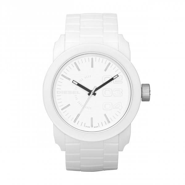 Diesel Reloj analógico de tres manecillas de silicona con doble plumón para hombre, reloj de cara grande para hombre
