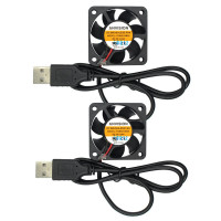 ANVISION Paquete de 2 ventiladores de refrigeración sin escobillas USB de 40 mm x 10 mm CC 5 V, rodamiento de bolas doble