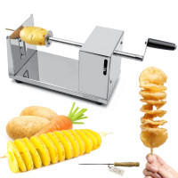 RioRand Cortador Manual de Patatas en Espiral, Tornado Twister de Acero Inoxidable con Cuchillas para Papas Fritas Rizadas, Cortador de Patatas DIY para Cocina Casera, Barbacoa, Zanahorias, Pepinos