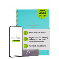 Rocketbook Fusion Hybrid - Cuaderno planificador reutilizable, ejecutivo, 6 x 8,8, color verde azulado