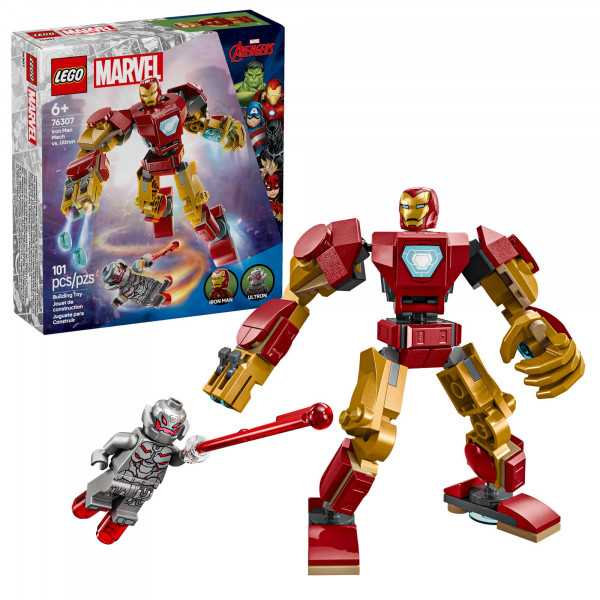 LEGO Marvel Iron Man Mech vs. Ultron Juego de juguetes de construcción - para niños, niños y niñas, a partir de 6 años - Figura de acción para construir - Regalo de superhéroe para cumpleaños - 76307