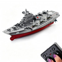 Tipmant Control Remoto Militar Portaaviones Modelo RC Barco Barco Lancha Rápida Yate Juguete Acuático Eléctrico - Plata (2.4G Sin Antena)