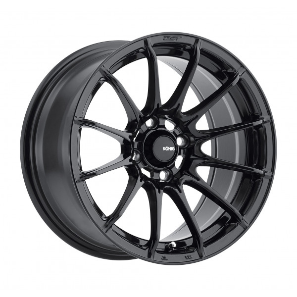 Konig DIAL IN Rueda negra brillante con acabado pintado (15 x 8 pulgadas/4 x 100 mm, desplazamiento de 25 mm)