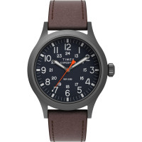 Reloj Timex Expedition Scout de 40 mm para hombre - Caja marrón de dos piezas con esfera azul y caja de bronce