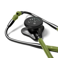 Estetoscopio digital Eko CORE 500™: amplificación de 40x, cancelación activa de ruido, ECG de 3 derivaciones, IA aprobada por la FDA con Eko+, pantalla a todo color, elegible para reembolso, verde militar, COR501-BLK/EMG