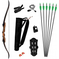 Samick Sage Takedown Juego de arco y flecha recurvo – Juego completo de tiro con arco largo listo para usar de 62 pulgadas – Incluye 6 flechas, carcaj, cuerda de arco y herramienta de larguero, protector de brazo y dedo para adultos y adolescentes mayores