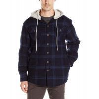 Wrangler Chaqueta estilo camisa de franela con forro acolchado y manga larga para hombre con capucha Total Eclipse con jaspeado Talla mediana