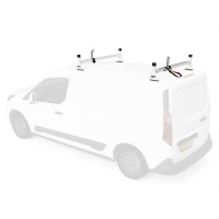 Portaequipajes de techo con escalera de 2 barras de perfil bajo H1 de acero para Transit Connect 2014 en adelante, color blanco