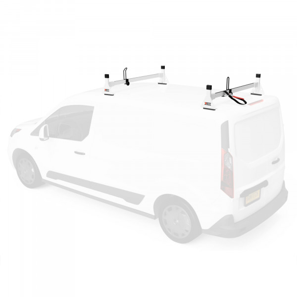 Portaequipajes de techo con escalera de 2 barras de perfil bajo H1 de acero para Transit Connect 2014 en adelante, color blanco