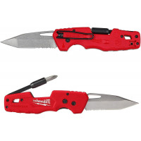 Milwaukee FASTBACK Cuchillo plegable con hoja multifuncional, rojo y negro