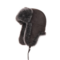 Ushanka Aviator Trapper Sombrero de cuero para hombres y mujeres, piel de oveja, sombrero ruso con orejeras soviéticas, cálido sombrero de invierno al aire libre 2024 (EE. UU., Alfa, XXL, ante café)