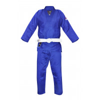 FUJI Judo de tejido único, cinturón no incluido, uniforme Gi - Gi de entrenamiento de algodón para niños y adultos para judo, cinturón no incluido, talla 4, azul