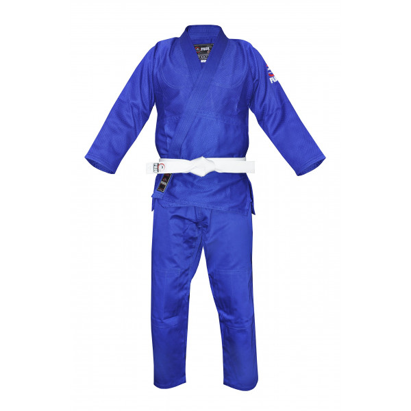 FUJI Judo de tejido único, cinturón no incluido, uniforme Gi - Gi de entrenamiento de algodón para niños y adultos para judo, cinturón no incluido, talla 4, azul