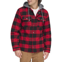 Levi's® Chaqueta estilo camisa de algodón lavado con capucha de punto y forro de sherpa Skateboard Plaid LG