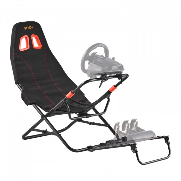 VEVOR Soporte portátil para volante de carreras, plegable y ajustable, soporte para volante Sim, ancho interior del asiento de 18,5 pulgadas, compatible con Logitech G923/G920/G29, Thrustmaster T248P, Fanatec, Hori, Mad Catz, negro