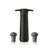 Bomba de vino Vacu Vin Original - 2 tapones de vino al vacío - Protector de vino - Negro