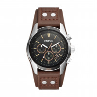 Fossil Coachman Reloj Cronógrafo de Cuarzo de Cuero para Hombre, Marrón/Plata