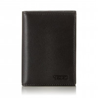 TUMI Delta Cartera plegable en L con cerradura RFID, cartera delgada de cuero plegable, color negro