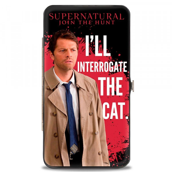 Castiel INTERROGARÉ AL GATO Negro/Salpicaduras de sangre/Blanco - Cartera con bisagras