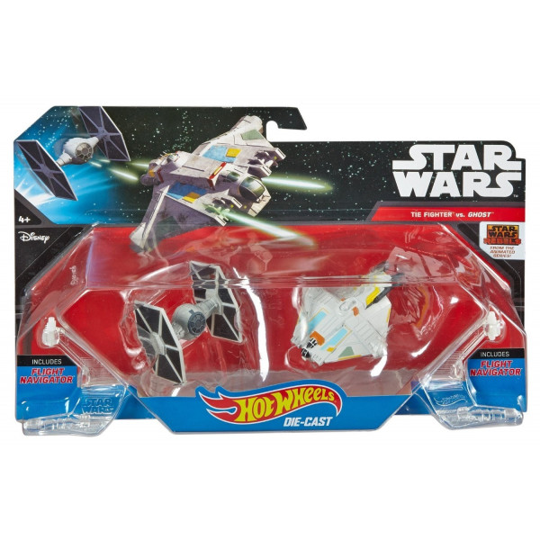 Hot Wheels Star Wars Rebels Ghost vs. Tie Fighter Starships (paquete de 2)