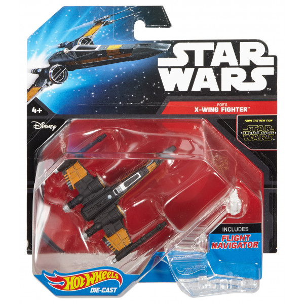 Hot Wheels Star Wars Starship Poe Dameron's X-Wing Fighter (ala cerrada naranja)