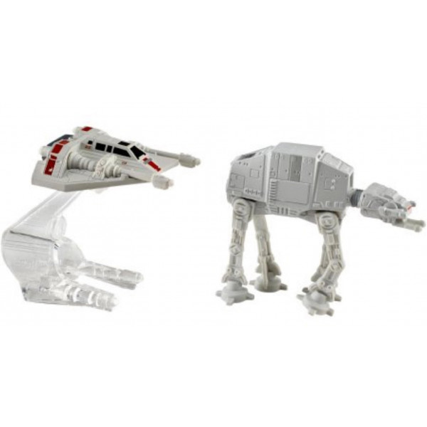 Hot Wheels Star Wars Starship paquete de 2, Snowspeeder (naranja) vs.AT-AT