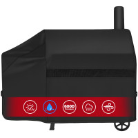 iCOVER Cubierta para ahumador compensada de 60 pulgadas, cubierta para parrilla con pila de humo, cubierta para parrilla compensada 600D resistente al agua, para Brinkmann, Grill Jim Bowie, New Braunfels, Oklahoma Joe's