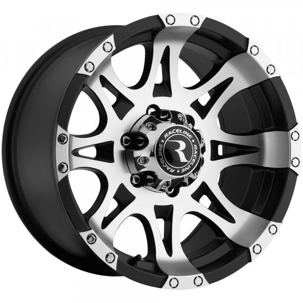 Raceline Wheels 982 RAPTOR Rueda frontal mecanizada en negro satinado (16 x 8 pulgadas/6 x 139 mm, desplazamiento de 0 mm)