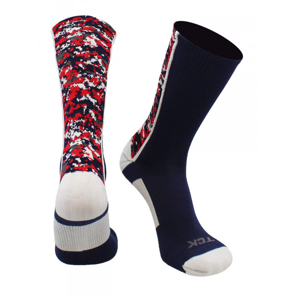 TCK Digital Camo Crew Calcetines (azul marino/blanco/rojo, grande)