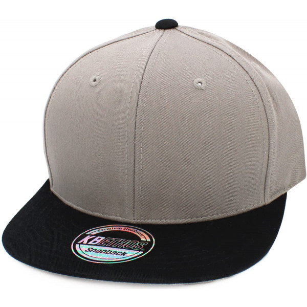 KNW-1467 LGY-BLK Gorra de béisbol lisa en blanco con cierre trasero de algodón y ala plana
