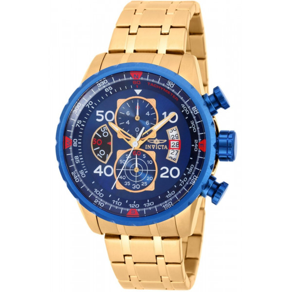 Invicta 19173 Aviator Reloj analógico de cuarzo japonés dorado para hombre