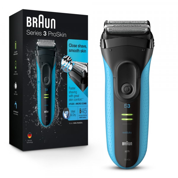 Braun Electric Series 3 Maquinilla de afeitar con recortador de precisión, recargable, afeitadora de lámina húmeda y seca para hombres, tiempo de funcionamiento de 45 minutos, micropeine y recortador de pelo largo, protege la piel de rasguños y cortes, 4 