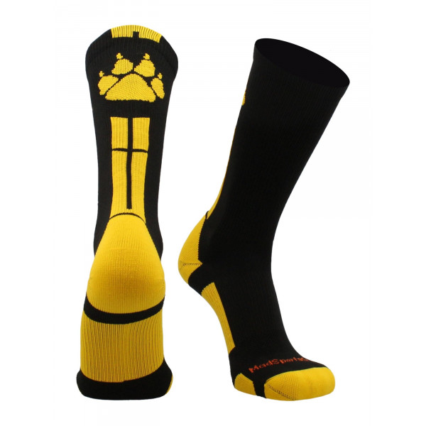 MadSportsStuff Wild Paws Crew Calcetines (negro/dorado, mediano)