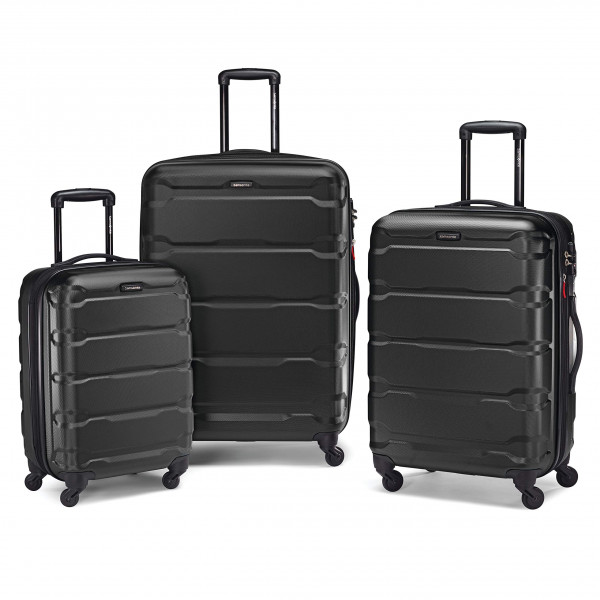 Samsonite Omni PC Hardside Equipaje expandible con ruedas giratorias, negro, juego de 3 piezas (20/24/28)
