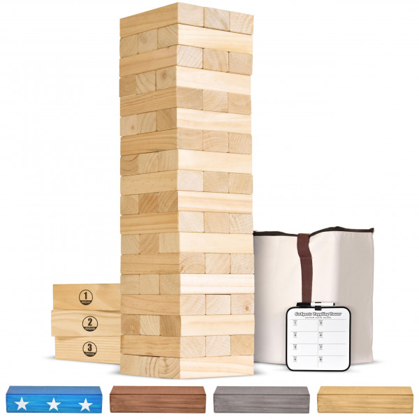 Torre de caída gigante de madera GoSports - Se apila hasta 5 pies - Madera natural