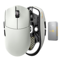 Lamzu Maya X Ratón inalámbrico para juegos, ultraligero 47 g, interruptor óptico, máximo 30000 DPI, simétrico, MCU Nordic 52840, codificador a prueba de polvo, sensor PAW3950 (Maya más grande) (gris)