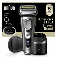 Braun Maquinilla de Afeitar Eléctrica para Hombres, Serie 9 Pro 9465cc Afeitadora Eléctrica de Lámina en Seco y Húmedo con Recortadora de Barba ProLift, Centro SmartCare de Limpieza y Carga, Afeitadoras de Cabeza para Hombres Calvos, Metal Noble