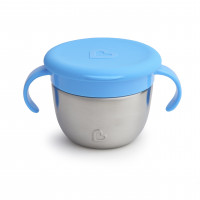 Munchkin®Snack+™Vaso receptor de refrigerios de acero inoxidable con tapa, 9 onzas, azul