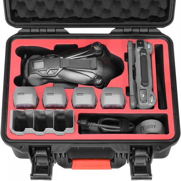 FPVtosky Estuche rígido con cordón de controlador para DJI Mavic 4 Pro Creator/Fly More Combo, se adapta a DJI RC Pro 2/ RC 2/ RC2 con parasol, hasta 8 baterías, concentrador de carga, accesorios de filtros [SOLO ESTUCHE]